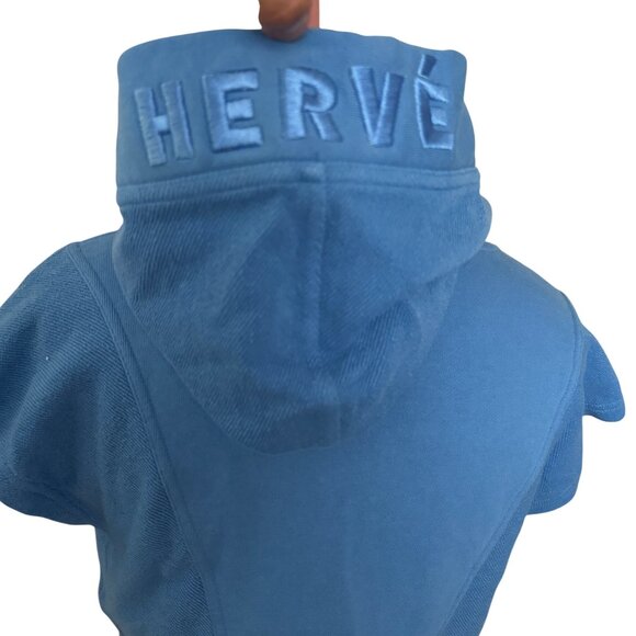 Hervé By Hervé Léger Blue Sleeveless Cropped Hoodie S - Picture 5 of 7
